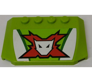LEGO Lime Wedge 4 x 6 Curved with World Racers Team Extreme Logo Sticker (52031)