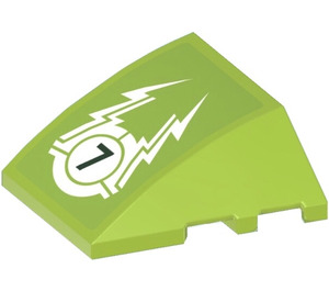 LEGO Lime Wedge Curved 3 x 4 Triple with ‘7’ and Lighting Flashes Sticker (64225)