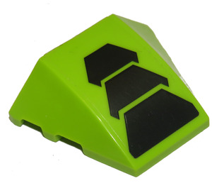 LEGO Lime Wedge Curved 3 x 4 Triple with Black Trapezoids Sticker (64225)