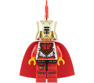 LEGO Löwe King mit Chrom Gold Krone, Rot Hutfeder und Rot Umhang (Lego Chess King) Minifigur