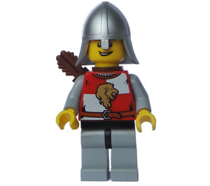 LEGO Leeuw Ridder, Helm met nekbeschermer, Quiver, Open Grijns Minifiguur