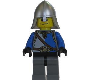 LEGO Lion Chevalier avec Bleu et Gris Tunic et Neck Protector Casque, Worried Expression Minifigurine