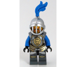 LEGO Lion Chevalier avec Bleu Plume, Face Grille Casque, Lion Armure, Bleu Bras Minifigurine