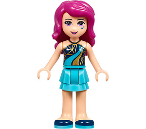 LEGO Livi with Medium Azure Layered Skirt and Dark Blue Top with Gold and Medium Azure Curved Stripes Minifigure