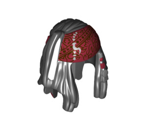 LEGO Lang haar met Dreadlocks en Beads met Donkerrood Bandana (33993)