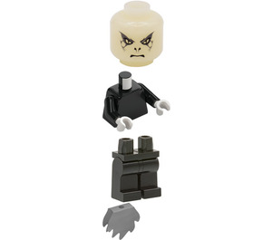 LEGO Lord Voldemort Minifigurka z głowicą świecącą w ciemności i średnią peleryną w kolorze szarego kamienia