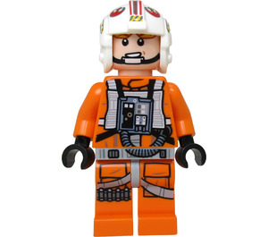 LEGO Luke Skywalker met Piloot Kleding met Printed Poten en Vizier Beneden / Omhoog met Askew Voorkant Paneel Minifiguur