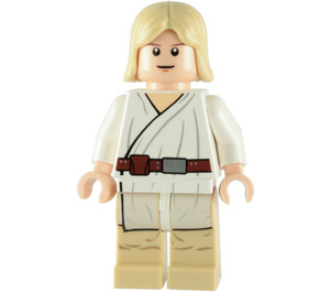 LEGO Luke Skywalker med Tatooine Utstyrsel med Brungul Ben och Rak Hår med Vit Pupils Minifigur