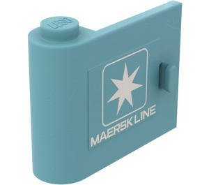 LEGO Maersk blauw Deur 1 x 3 x 2 Links met Maersk logo Sticker met massief scharnier (3189)