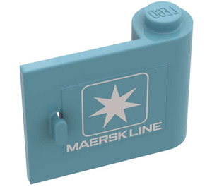 LEGO Maersk Blue Door 1 x 3 x 2 Right with Maersk Logo Sticker with Solid Hinge (3188)
