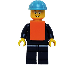 LEGO Maersk Trein Worker met Veiligheidsvest Minifiguur Hoofd met een bril