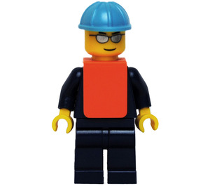 LEGO Maersk Trein Worker met Safety Vest minifiguur Hoofd met zilveren zonnebril