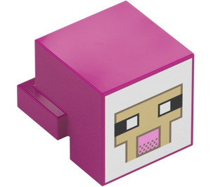 LEGO Magenta Animal Head with Sheep Face with White Background and Tan Outline (103728 / 106290)