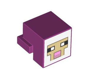 LEGO Magenta Animal Head with Sheep Face with White Background and Tan Outline (103728 / 106290)