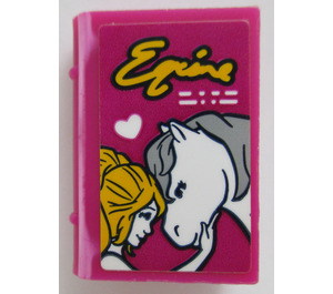 LEGO Magenta Book 2 x 3 met "Equine" en Meisje met Paard Cover Sticker (33009)