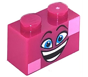 LEGO Magenta Brick 1 x 2 with Queen Watevra Wa'Nabi Big Face with Bottom Tube (3004 / 47848)