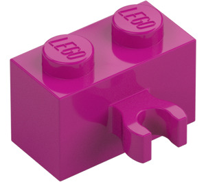 LEGO Magenta Klods 1 x 2 med Lodret Clip med åben 'O' klip (42925 / 95820)