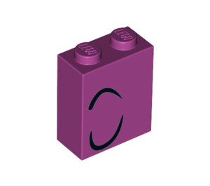 LEGO Magenta Brick 1 x 2 x 2 with Black Lines Left with Inside Stud Holder (3245 / 52087)
