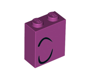 LEGO Magenta Kloss 1 x 2 x 2 med Svart Lines Venstre med Indre knottholder (3245 / 52087)