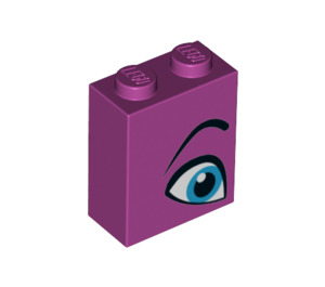 LEGO Magenta Brick 1 x 2 x 2 with Blue Eye Right with Inside Stud Holder (3245 / 52088)