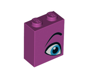 LEGO Magenta Kloss 1 x 2 x 2 med Blå Øye Høyre med Indre knottholder (3245 / 52088)