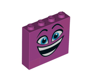 LEGO Magenta Stein 1 x 4 x 3 mit Smiling Gesicht (49311 / 52096)