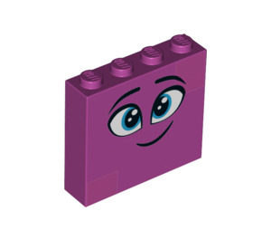 LEGO Magenta Klods 1 x 4 x 3 med Smiling Ansigt (49311 / 52098)