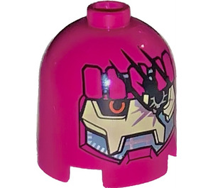 LEGO Magenta Steen 2 x 2 x 1.7 Rond Cilinder met Dome Top met Sentinel Gezicht - Damaged (Veiligheidsnop) (30151 / 104154)