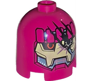 LEGO Magenta Brick 2 x 2 x 1.7 Round Cylinder with Dome Top with Sentinel Face - Damaged (Safety Stud) (30151 / 104154)