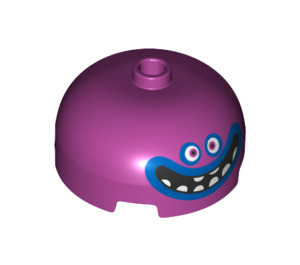 LEGO Magenta Steen 3 x 3 Rond Dome met Gezicht met Groot Smile en Tanden (49308 / 67169)