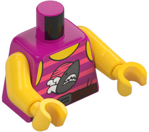 LEGO Magenta Kvinna Pirat Förare Minifigur Kropp (973 / 76382)