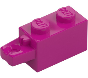 LEGO Magenta Scharnier Steen 1 x 2 Vergrendelings met Single Finger aan Einde Horizontaal (30541 / 53028)