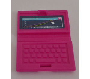 LEGO Magenta Laptop mit A Graphical Curve Aufkleber (18659)