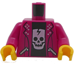 LEGO Magenta Minifig Torso with Jolly Roger and 'TOUR' on Back (973)