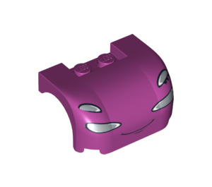LEGO Magenta Mudguard Bonnet 3 x 4 x 1.7 Curved with Headlights and Thin Smile (93587 / 95498)