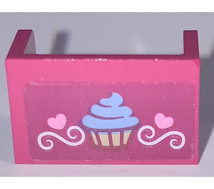 LEGO Magenta Panel 1 x 2 x 1 with Closed Corners with Cupcake Sticker (23969)