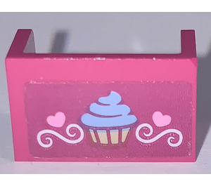 LEGO Magenta Panneau 1 x 2 x 1 avec fermé Coins avec Cupcake Autocollant (23969)