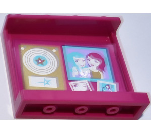 LEGO Magenta Panel 1 x 4 x 3 with Golden Record and Pictures from Set 41104 Sticker with Side Supports, Hollow Studs (35323)