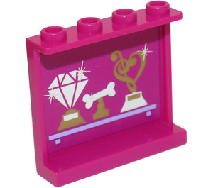 LEGO Magenta Panel 1 x 4 x 3 with Three Trophies from Set 41104 Sticker with Side Supports, Hollow Studs (35323)