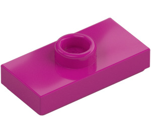 LEGO Magenta Plade 1 x 2 med 1 Stud (med spor og Bund Knops Holder) (15573 / 78823)