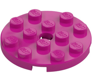 LEGO Magenta assiette 4 x 4 Rond avec Trou et Snapstud (60474)