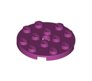 LEGO Magenta Plate 4 x 4 Round with Hole and Snapstud (60474)