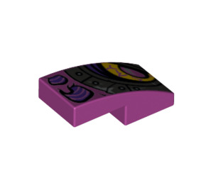 LEGO Magenta Helling 1 x 2 Gebogen met Purple en Eye Rechtsaf (11477 / 66051)