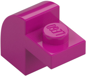 LEGO Magenta Pente 1 x 2 x 1.3 Incurvé avec assiette (6091 / 32807)