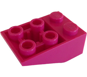 LEGO Magenta Skråning 2 x 3 (25°) Omvendt med koblinger mellom knotter (2752 / 3747)