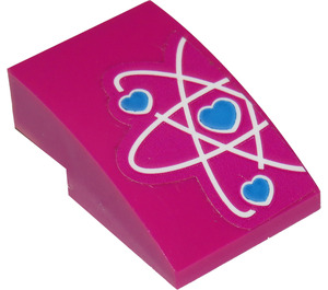 LEGO Magenta Slope 2 x 3 Curved with Half Heart Electron Orbitals Sticker (24309)