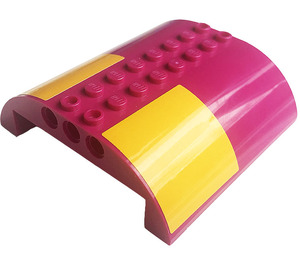 LEGO Magenta Slope 8 x 8 x 2 Curved Double with Orange Square on Both Sides Sticker (54095)