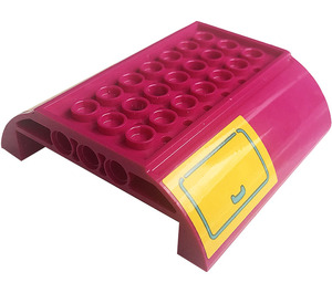 LEGO Magenta Pendenza 8 x 8 x 2 Curvo Invertito Doppio con Hatch con Maniglia su Arancione Background Adesivo (54091)