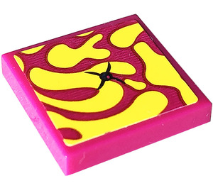 LEGO Magenta Tile 2 x 2 with Cushion, Button Sticker with Groove (3068)