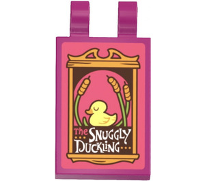 LEGO Magenta Tile 2 x 3 with Horizontal Clips with ‘The SNUGGLY DUCKLING’ Sign Sticker (Thick Open 'O' Clips) (30350)